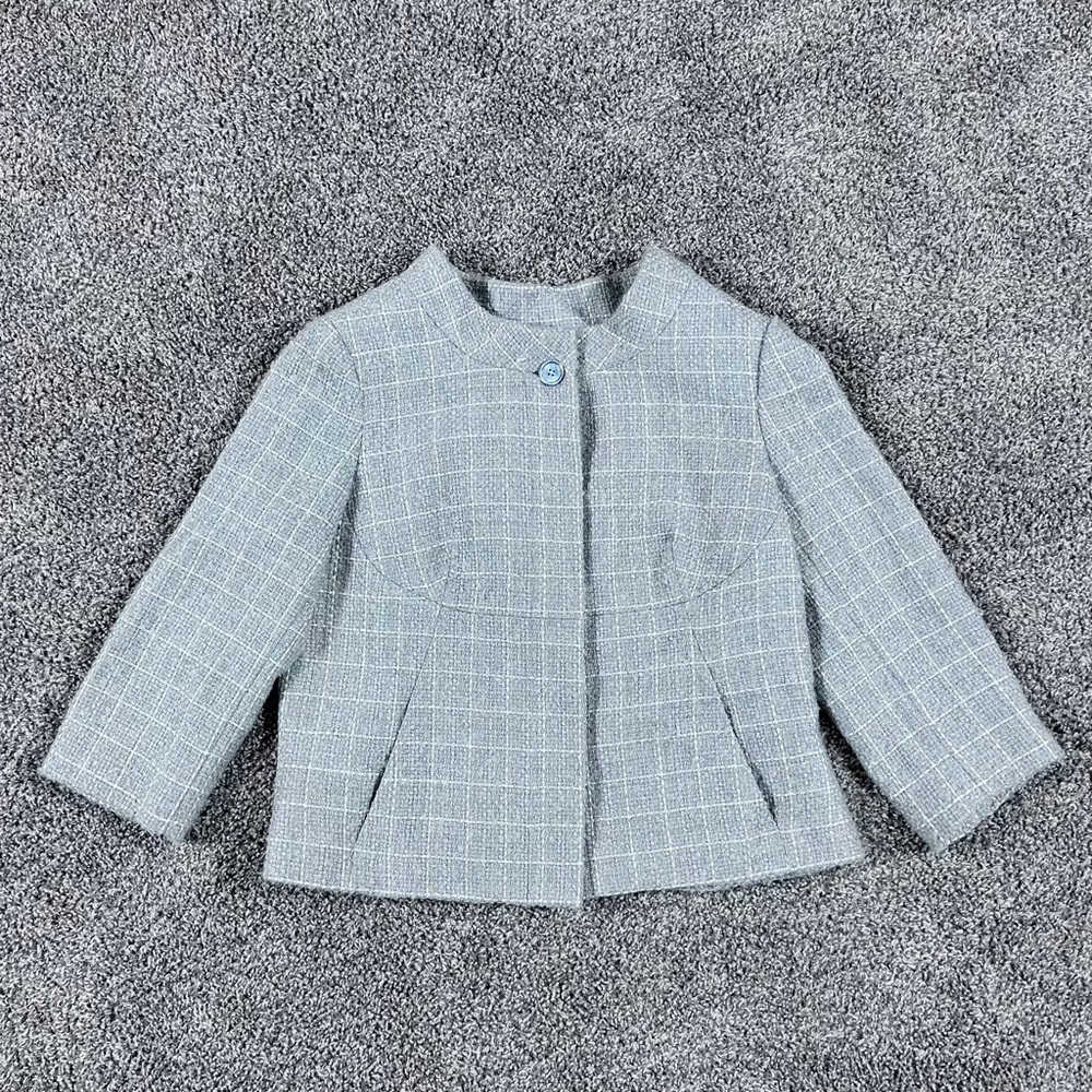 Talbots Kate Fit Women’s Size 16 Gray Tweed Blazer Jacket Button Down Career
